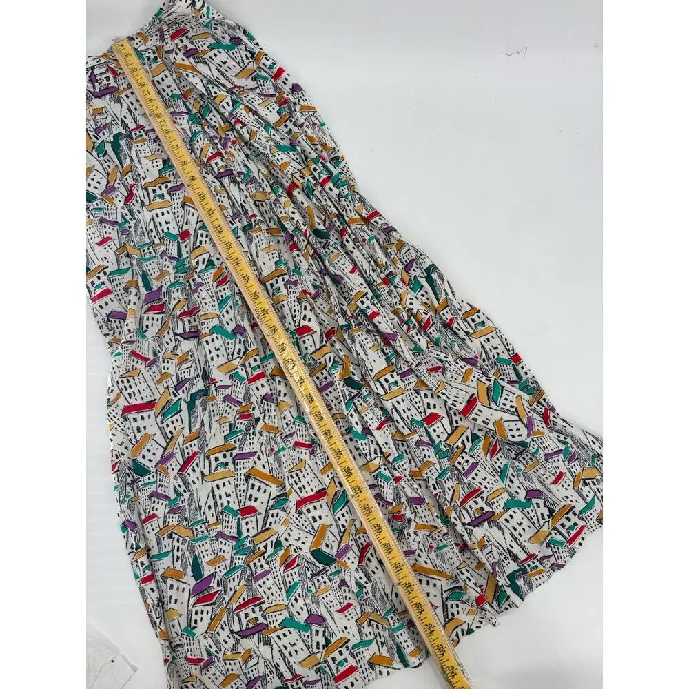 Minx Vintage Jacket Skirt Set Womens 34 / 38 White House Print Crepe Pleated